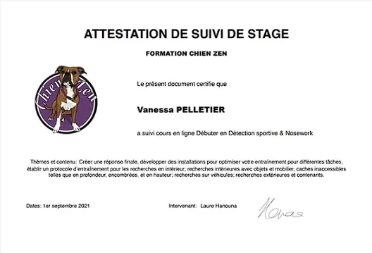Badge Débuter en Détection sportive et Nosework