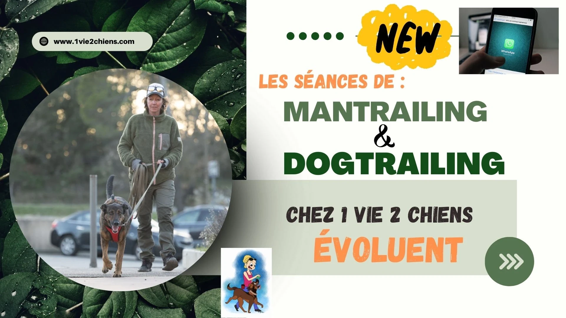 Affiche 1vie2chiens pour le Mantrailing