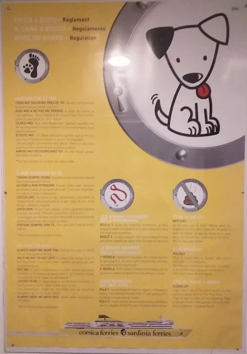 Règlement de Corsica Ferries concernant les chiens